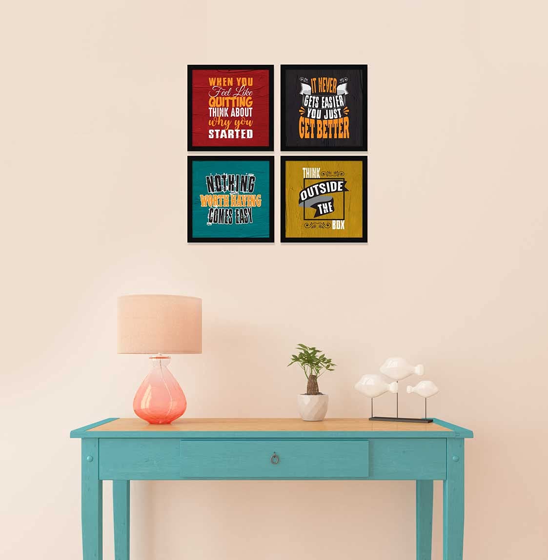 ArtX Paper Motivational Quotes Wall Art Painting, Framed Paintings, 20 X 20 inches (Combined), 10.0 X 10.0 each, Abstract, Multi